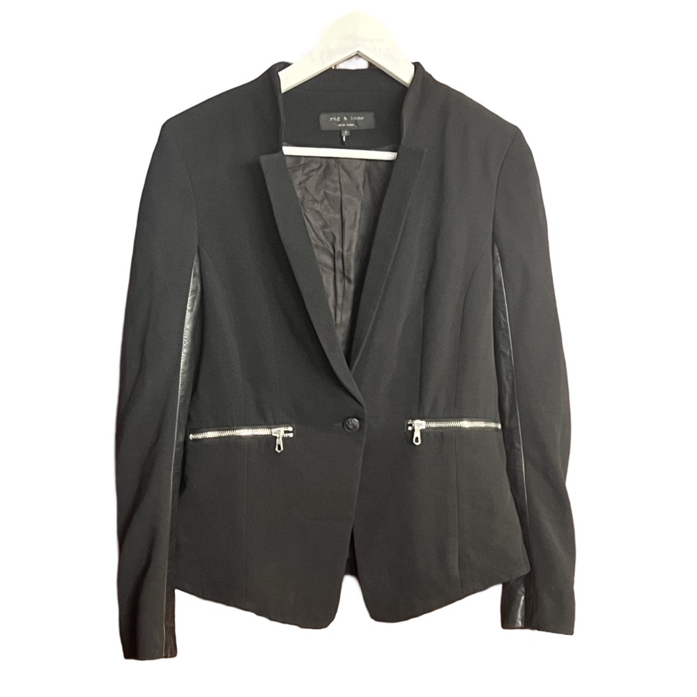 Leather / Cotton combo Rag & Bone Blazer with cut outs size 4